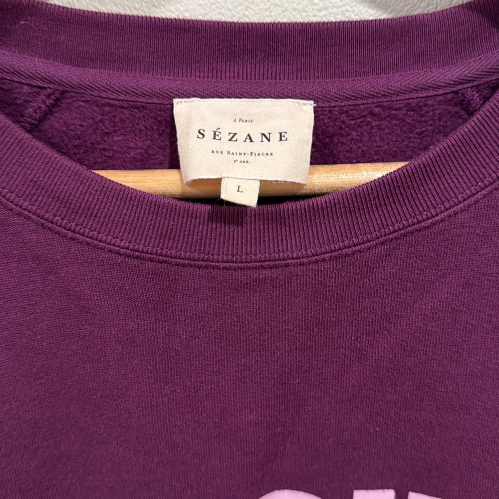 SEZANE Retro “Amour” Sweatshirt in Purple sz L - Picture 4 of 8